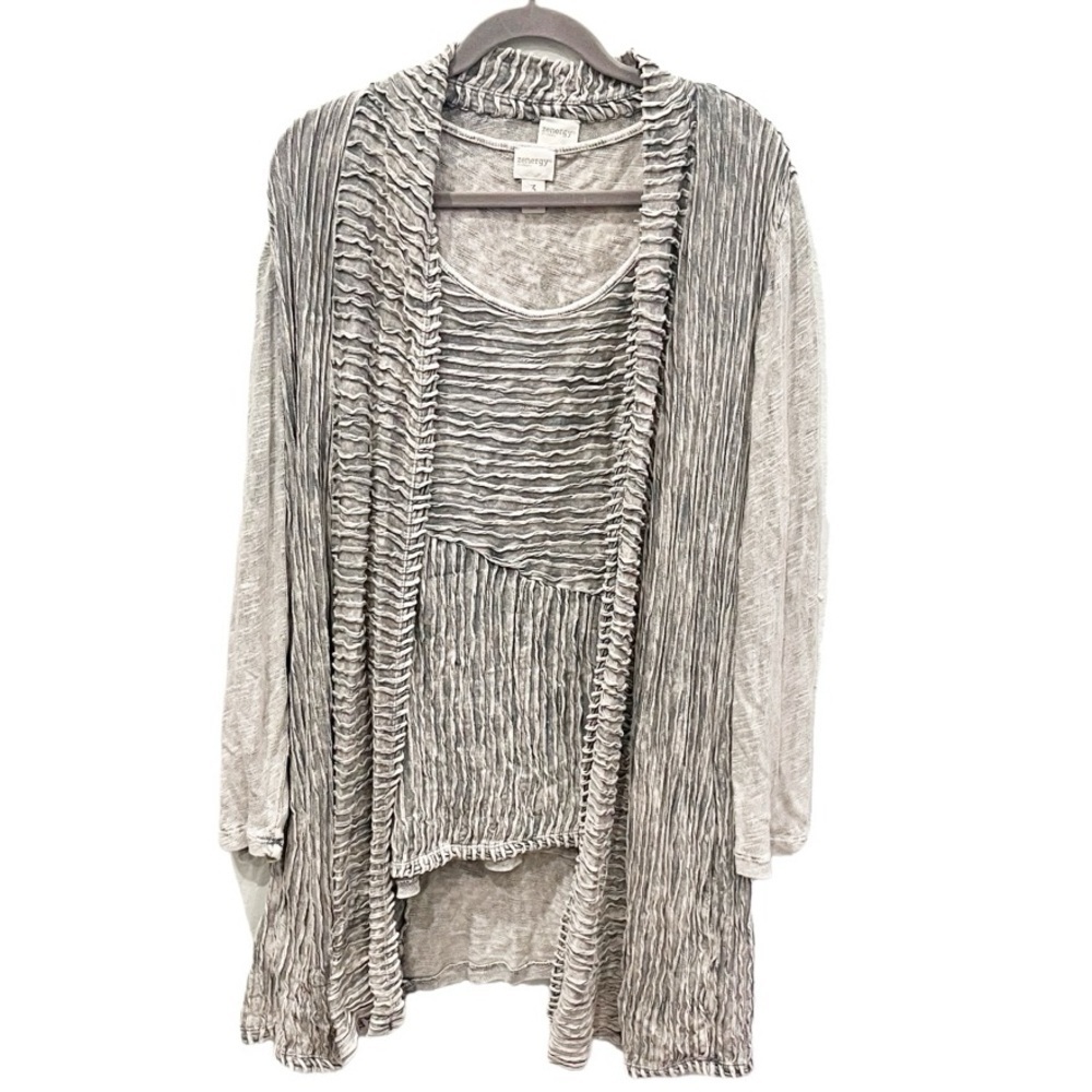 Chico's Sweater Set Women's 16 XL 3 Zenergy Gray‎ Lightweight Tank Cardigan Set